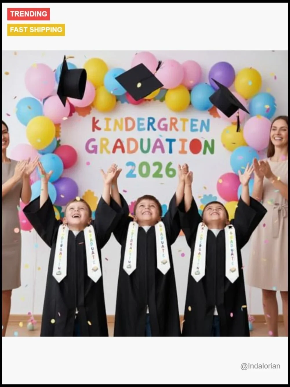 Polyester Fabric Graduation Cap and Gown Set with 2026 Tassel
